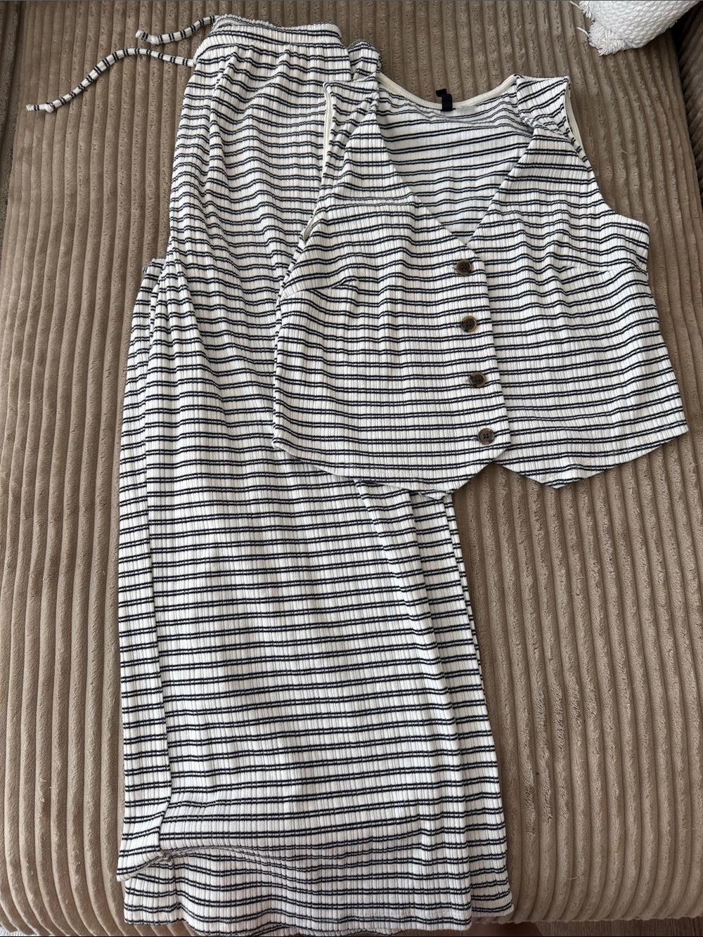 H&M Black and White Striped Knit Tank with Pants